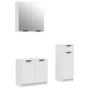 vidaXL 3 pcs conjunto m&oacute;veis casa de banho madeira processada branco