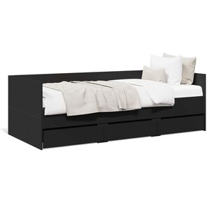 vidaXL Sof&aacute;-cama com gavetas sem colch&atilde;o 75x190 cm preto