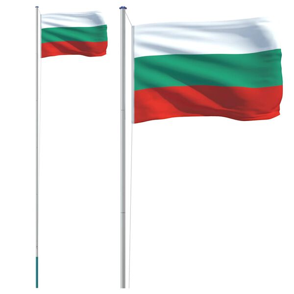 vidaXL Bandeira da Bulg&aacute;ria e mastro 6,23 m alum&iacute;nio