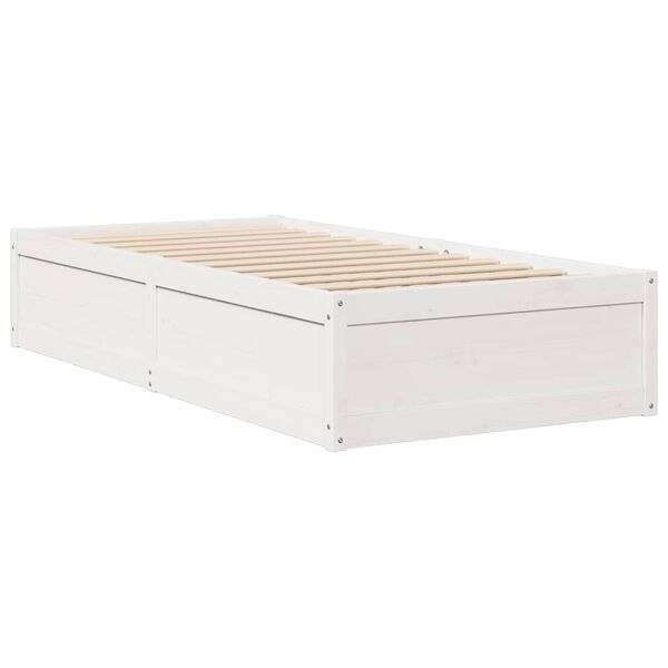 vidaXL Cama sem colch&atilde;o 75x190 cm madeira de pinho maci&ccedil;a branco