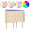 vidaXL Cabeceira cama c/ luzes LED tecido 147x16x118/128 cm cor creme