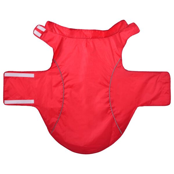 vidaXL Capa de chuva para c&atilde;es com tiras reflectoras vermelho 3XL