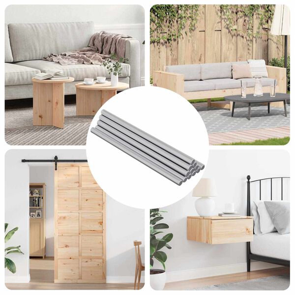 vidaXL Barras Rosqueadas 12 pcs Prateado