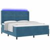 vidaXL Cama Box Spring com LED e Colch&atilde;o Azul 180 x 200 cm Veludo