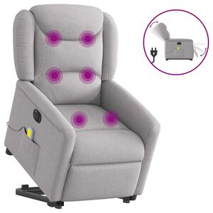 vidaXL Poltrona el&eacute;trica elevat&oacute;ria massagens tecido cinzento-nublado