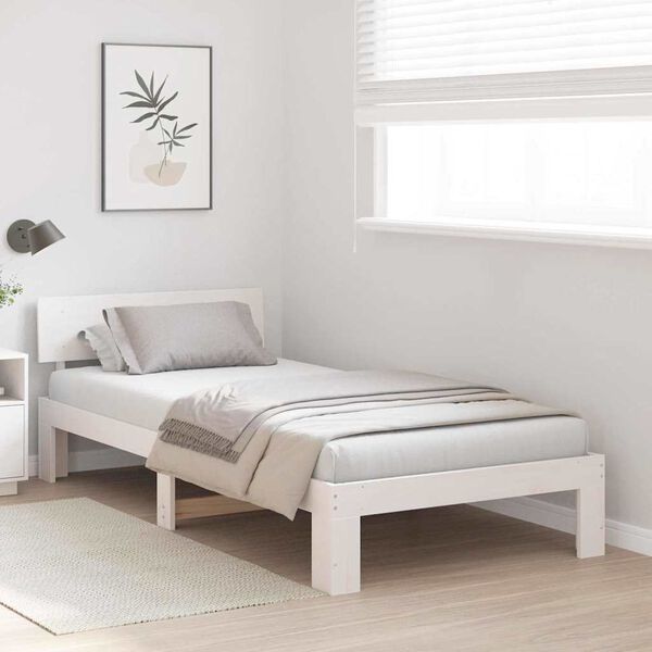 vidaXL Estrutura da Cama Branco 75 x 190 cm Madeira de Pinheiro S&oacute;lida
