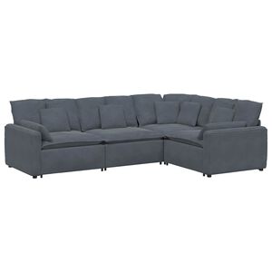 vidaXL Sof&aacute; modular com almofadas veludo cinzento-escuro