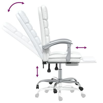vidaXL Cadeira escritório massagens reclinável couro artificial branco