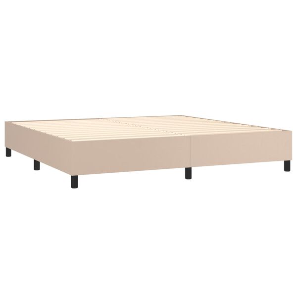 vidaXL Cama com molas/colch&atilde;o 200x200 cm couro artificial cappuccino