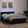 vidaXL Cama box spring c/ colch&atilde;o e LED 160x210 cm veludo verde escuro