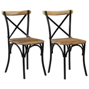 vidaXL Cadeiras costas cruz 2 pcs mangueira maci&ccedil;a preto