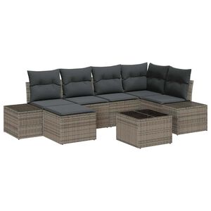 vidaXL Conjunto de Sof&aacute; de Jardim com almofada 6 pcs Cinzeto vime PE