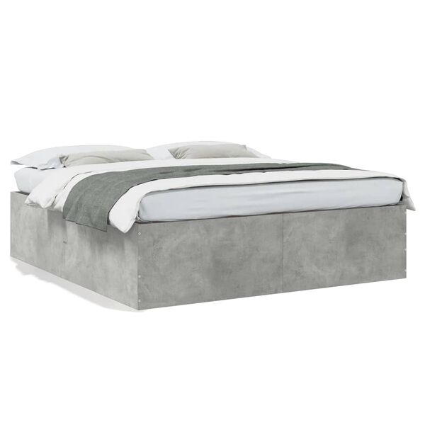 vidaXL Estrutura de cama 200x200 cm derivados de madeira cinza cimento