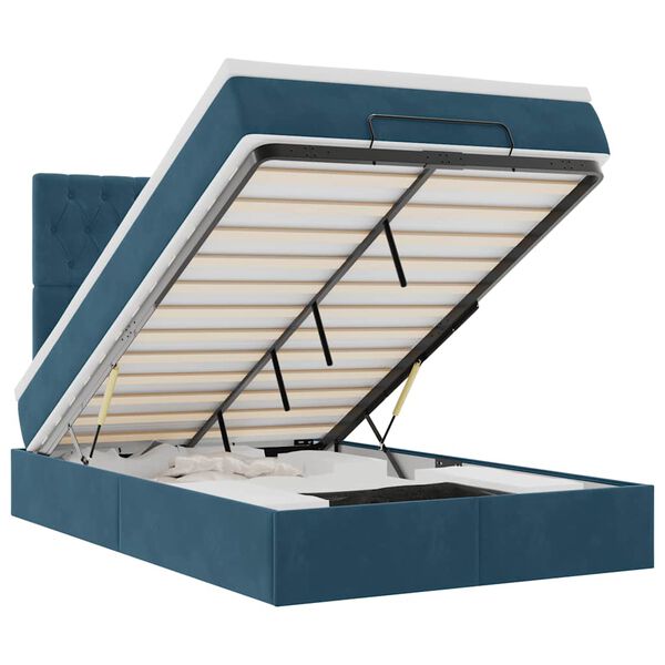 vidaXL Estrutura cama otomana colch&otilde;es 120x200cm veludo azul escuro