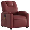 vidaXL Poltrona massagens reclin. elétrica couro artif. vermelho-tinto