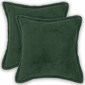 vidaXL Capa almofada 2 pcs HOUTEN Verde-Escuro 30 x 30 cm Boucl&eacute;