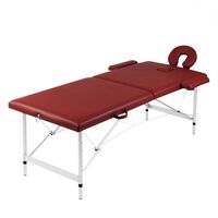 vidaXL Mesa massagem dobrável 2 zonas estrutura alumínio vermelho