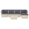 vidaXL 6 pcs conjunto lounge de paletes + almofad&otilde;es madeira de abeto