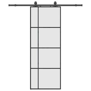 vidaXL Porta deslizante c/ conj. ferragens 76x205cm vidro ESG preto