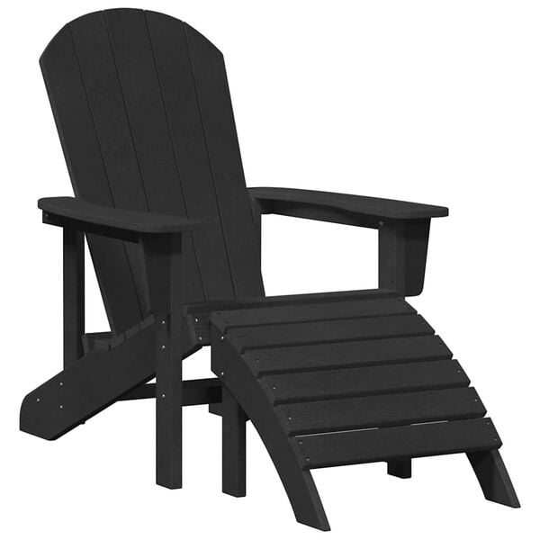 vidaXL Cadeira Adirondack Preto 82 x 74 x 92 cm HDPE