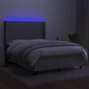 vidaXL Cama box spring c/ colch&atilde;o e LED 140x190 cm tecido cinza-claro