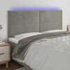 vidaXL Cabeceira cama c/ luzes LED veludo 180x5x118/128cm cinza-claro