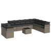vidaXL 11 pcs conjunto sof&aacute;s de jardim c/ almofad&otilde;es vime PE cinzento
