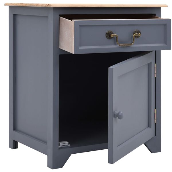 vidaXL Mesa cabeceira 40x30x50cm madeira paulownia cinzento e castanho