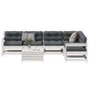vidaXL 7 pcs conj. lounge de jardim c/ almofad&otilde;es pinho maci&ccedil;o branco