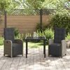 vidaXL Conjunto de Jantar para Jardim 3 pcs Cinzeto vime PE