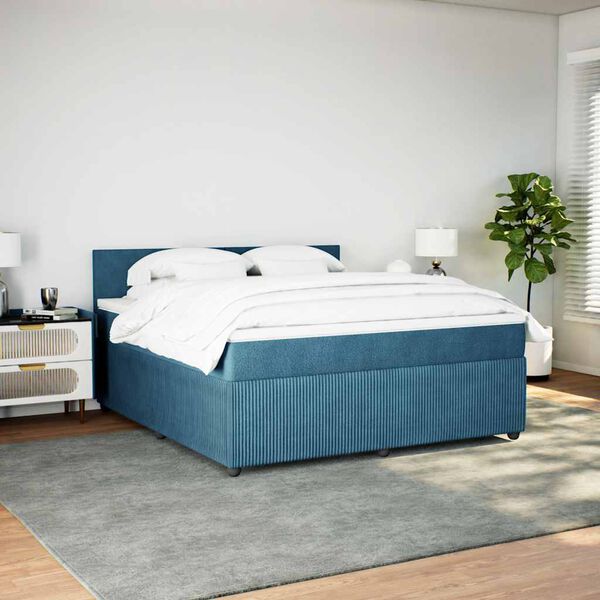 vidaXL Cama com molas/colch&atilde;o 180x200 cm veludo azul