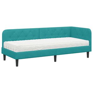 vidaXL Estrutura de Cama de Canto Turquesa 80 x 200 cm Veludo