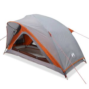 vidaXL Tenda de campismo p/ 1 pessoa imperme&aacute;vel cinzento e laranja