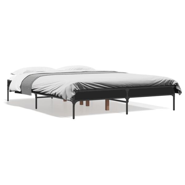 vidaXL Estrutura de cama 120x190 cm derivados de madeira/metal preto