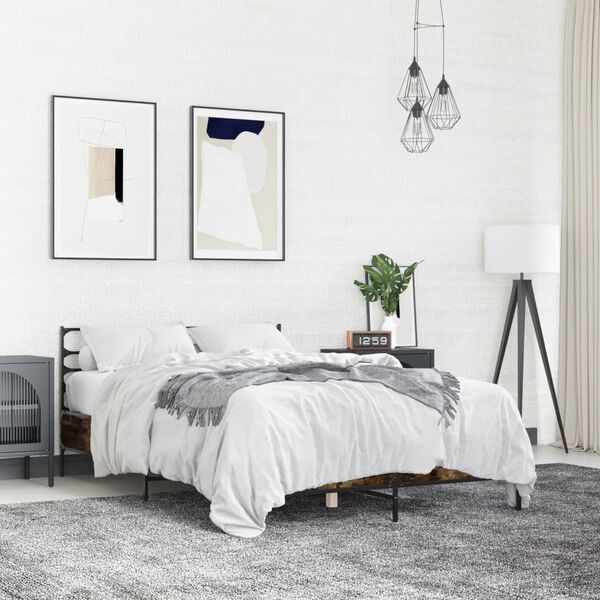 vidaXL Estrutura cama 120x190 cm derivados de madeira/metal