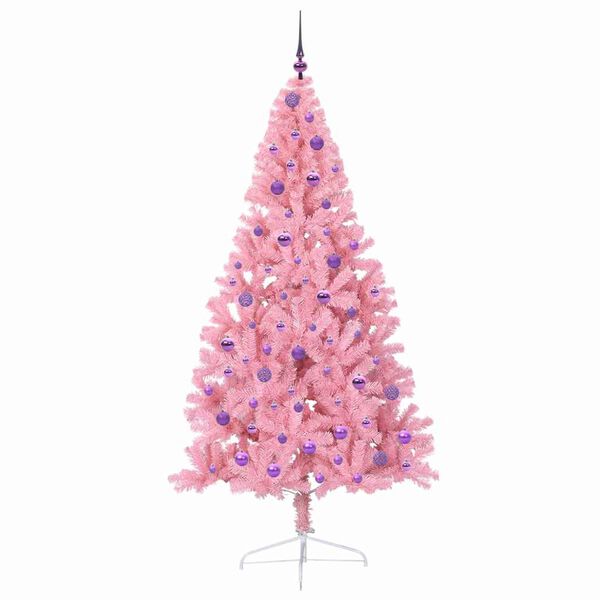vidaXL Árvore de Natal Artificial Pré-iluminada Rosa 210 cm PVC