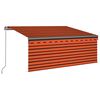 vidaXL Toldo retr&aacute;til manual com estore/LED 3,5x2,5 m laranja/castanho