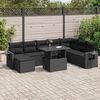 vidaXL 9 pcs conjunto de sof&aacute;s p/ jardim c/ almofad&otilde;es vime PE preto