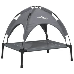 vidaXL Cama para c&atilde;es com toldo tecido oxford e a&ccedil;o antracite