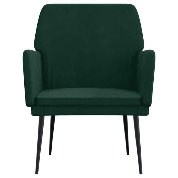vidaXL Cadeira c/ apoio de bra&ccedil;os 62x79x79 cm veludo verde-escuro