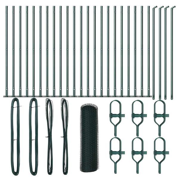 vidaXL Cerca com Postes Verde 0.5 x 50 m A&ccedil;o revestido de PVC