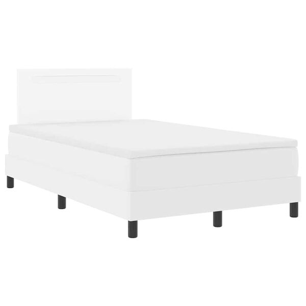 vidaXL Cama Box com colch&atilde;o Branco 120 x 190 cm Couro sint&eacute;tico