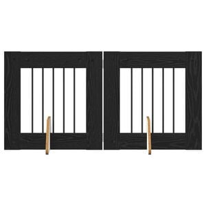 vidaXL Port&atilde;o de C&atilde;o com Suportes 2 pcs Carvalho Preto 60 x 60 cm