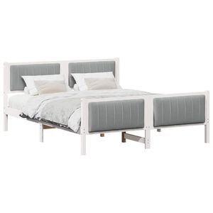 vidaXL Estrutura da cama Branco e cinza claro 150 x 200 cm