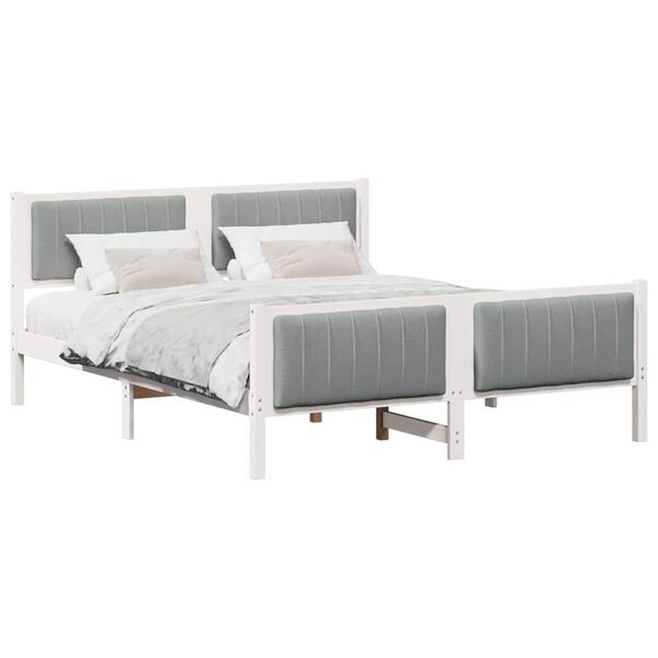 vidaXL Estrutura da cama Branco e cinza claro 150 x 200 cm