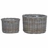 vidaXL Cesta de Plantas com armazenamento 2 pcs Cinzeto Rattan Kubu