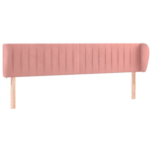 vidaXL Cabeceira de cama c/ abas veludo 183x23x78/88 cm rosa