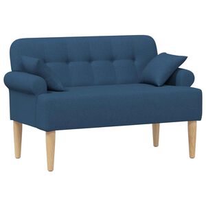vidaXL Sof&aacute; de dois lugares com bot&atilde;o acolchoado Azul 120 x 65 x 79 cm