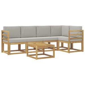 vidaXL Conjunto de Sof&aacute;s para Exterior 6 unid. Branco e Cinzento-Claro