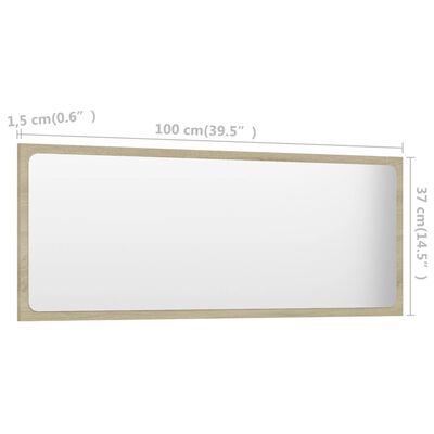 vidaXL Espelho de casa de banho 100x1,5x37 cm contraplacado carvalho
